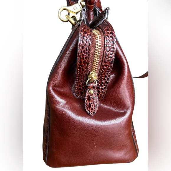 Brahmin Cognac Croc Leather Satchel Bag EUC - Picture 5 of 12